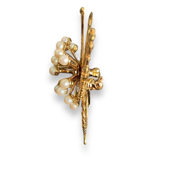 Vintage Monet Butterfly Brooch Pin Mid Size Gold Plated Faux Pearls Art Deco 3D - Picture 6 of 11